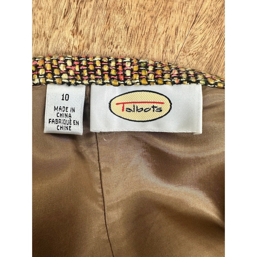 Vintage TALBOTS Earth Tone Silk Blend Tweed Pencil Lined Skirt w/ Slit Size 10 - Picture 11 of 12